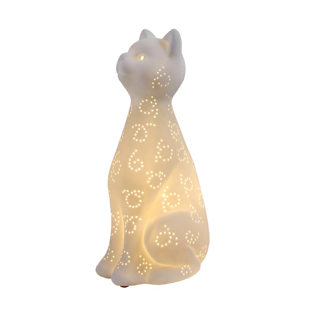 Porcelain Kitty Cat Shaped Animal Light Table Lamp. Picture 6