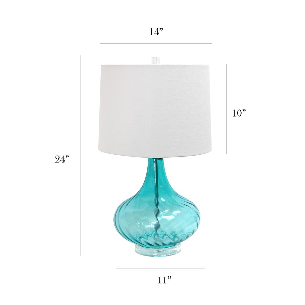 Glass Table Lamp with Fabric Shade, Light Blue. Picture 1