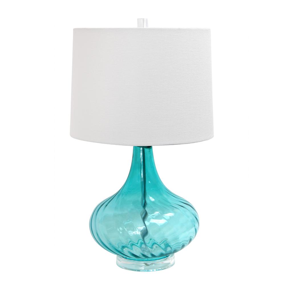 Glass Table Lamp with Fabric Shade, Light Blue. Picture 3