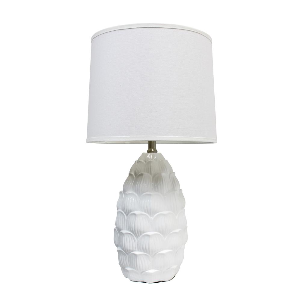 Resin Table Lamp with Fabric Shade, White. Picture 1