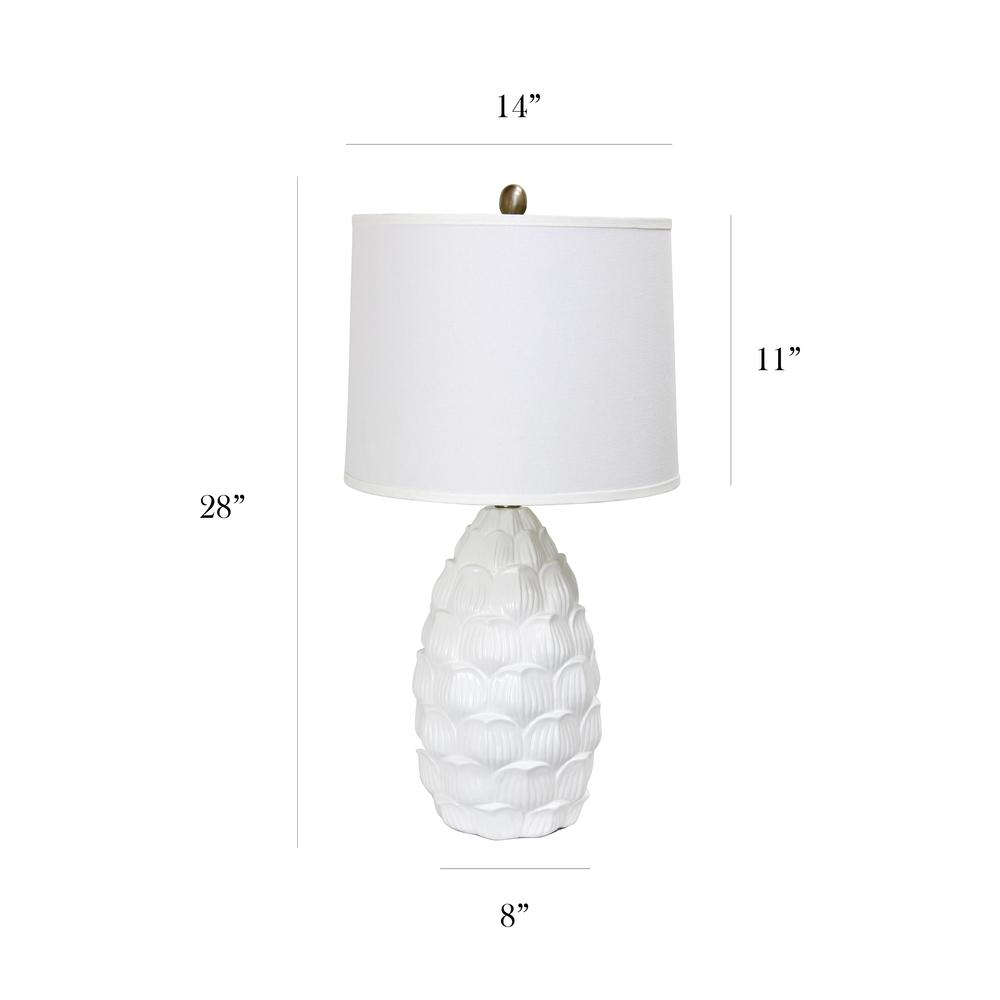 Resin Table Lamp with Fabric Shade, White. Picture 5