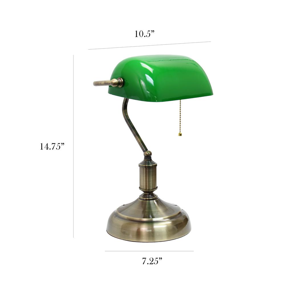 Simple Designs Executive Banker's Desk Lamp with Glass Shade, Green. The main picture.