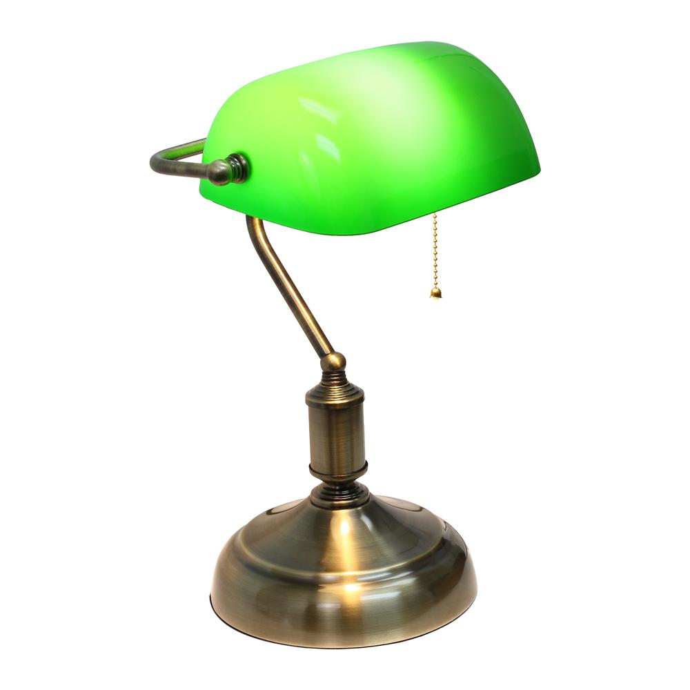 Simple Designs Executive Banker's Desk Lamp with Glass Shade, Green. Picture 4