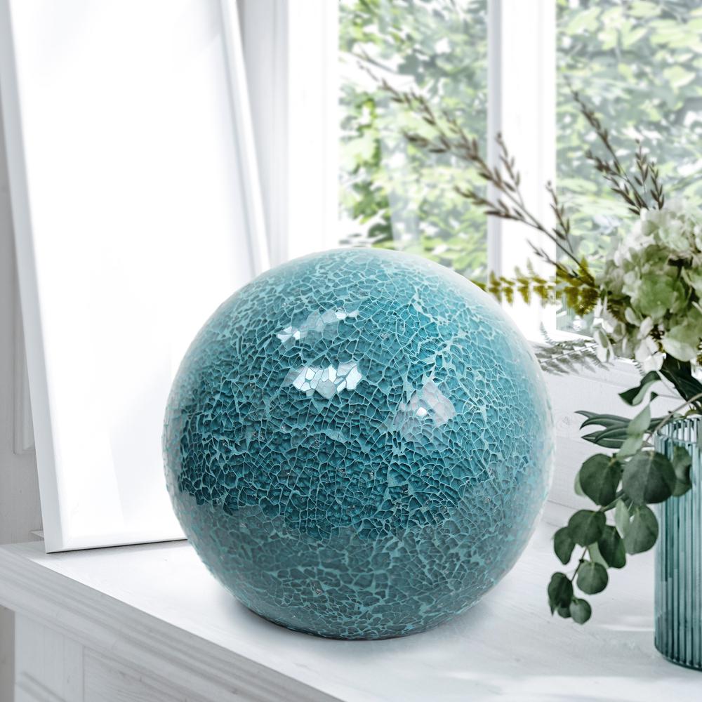 1 Light Mosaic Stone Ball Table Lamp, Teal. Picture 9