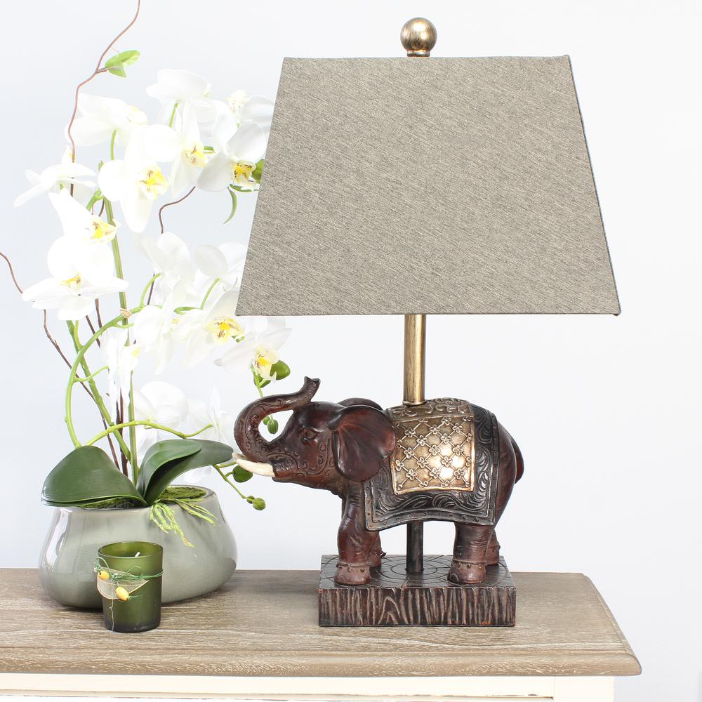 Elegant Designs Festive Elephant Table Lamp, Brown. Picture 3