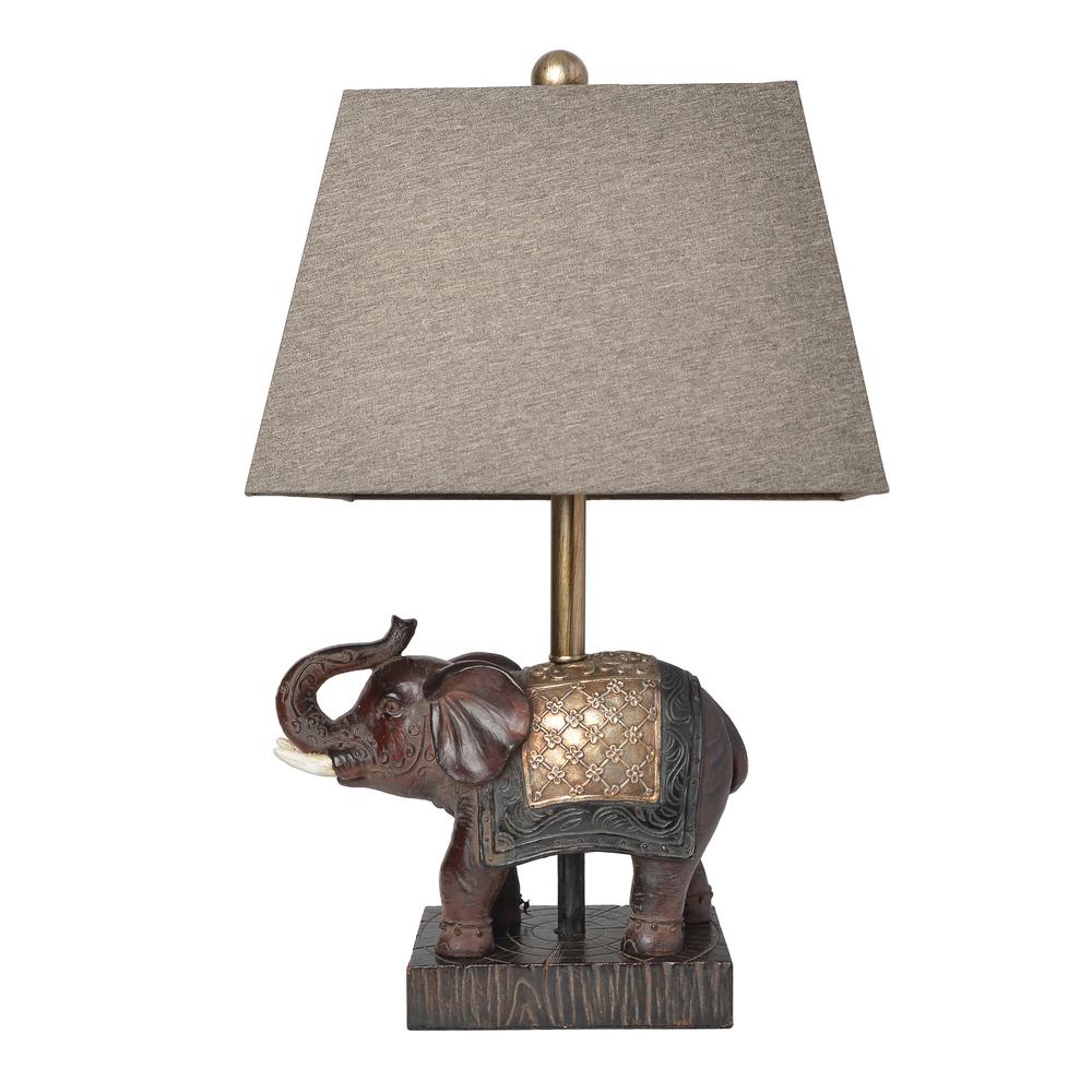 Elegant Designs Festive Elephant Table Lamp, Brown. Picture 7