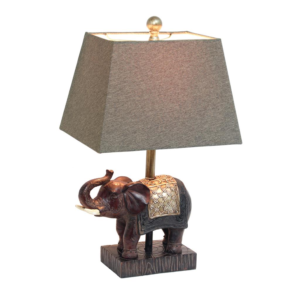 Elegant Designs Festive Elephant Table Lamp, Brown. Picture 1