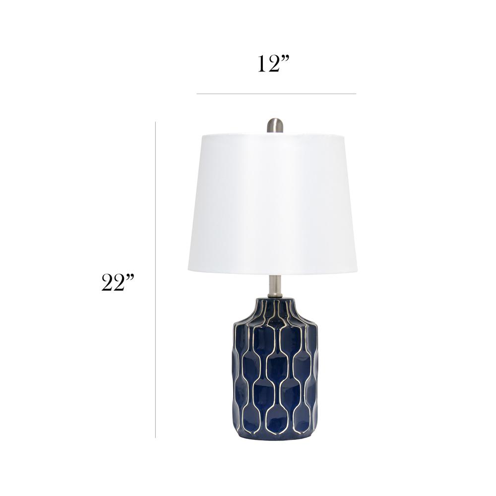 Elegant Designs Blue and White Patterned Table Lamp. Picture 6