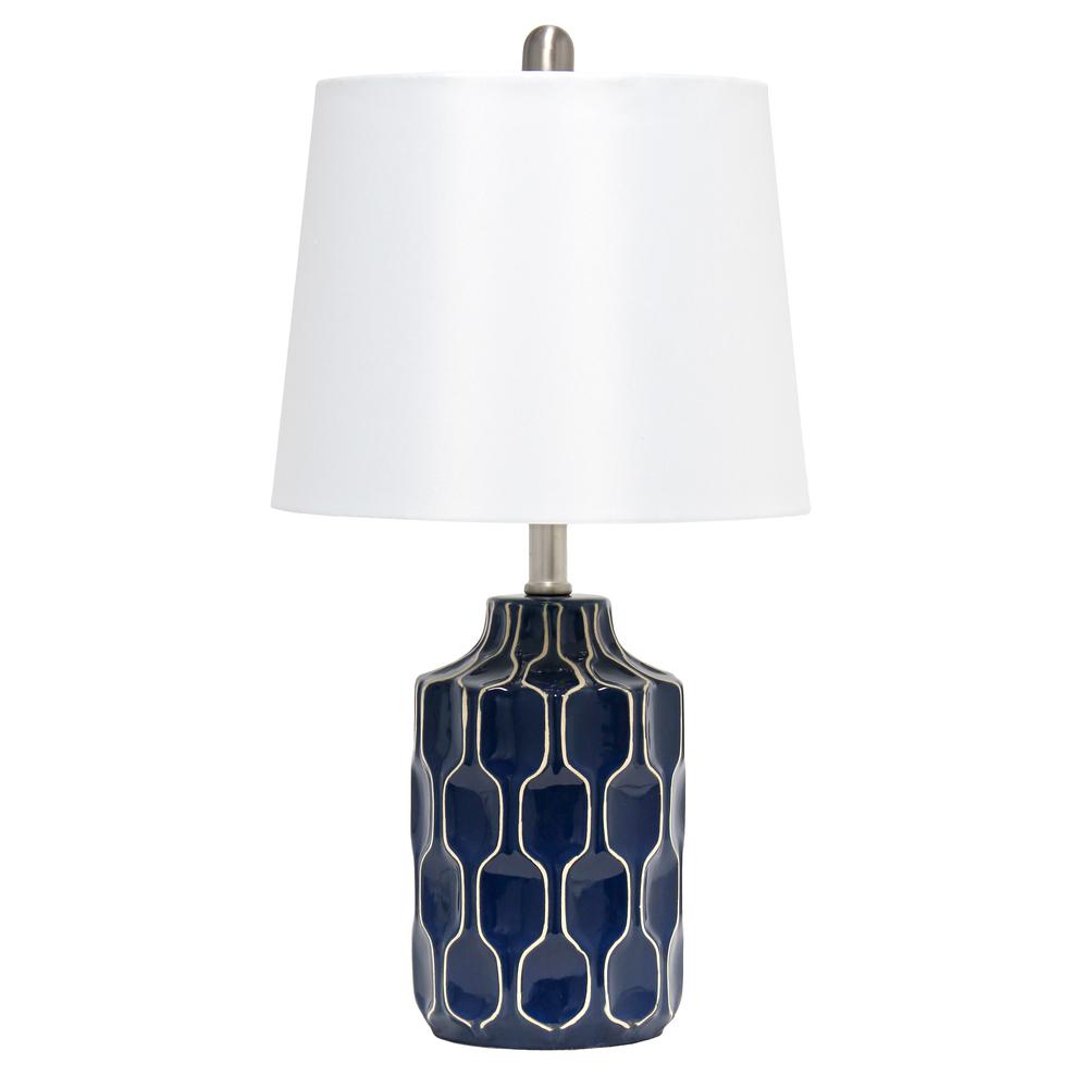 Elegant Designs Blue and White Patterned Table Lamp. Picture 8