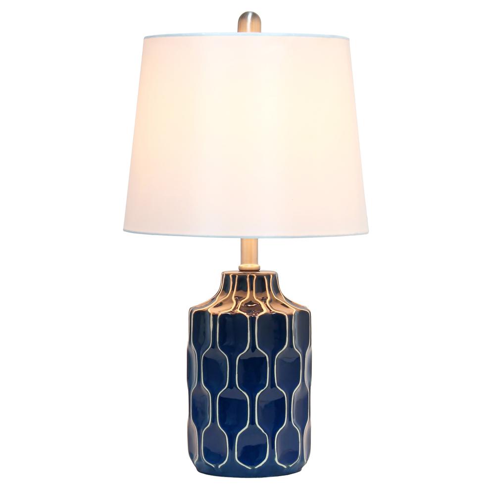 Elegant Designs Blue and White Patterned Table Lamp. Picture 1