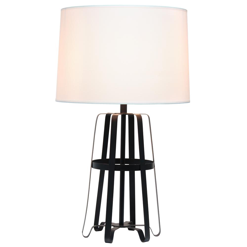Simple Designs Metal Rail Table Lamp, Oil Rubbed Bronze. Picture 1