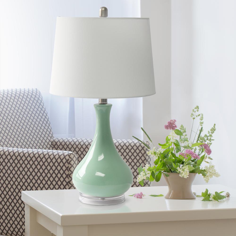 Elegant Designs Ceramic Tear Drop Shaped Table Lamp, Aqua. Picture 3