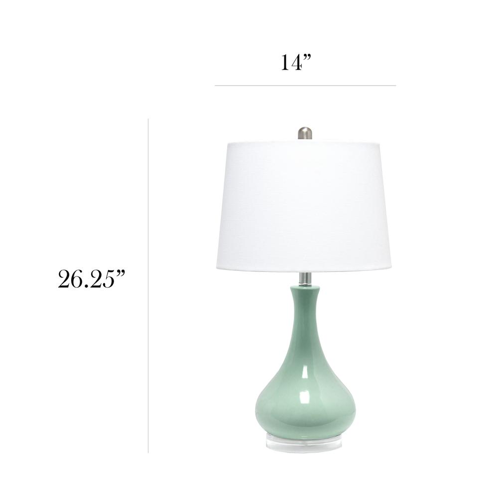 Elegant Designs Ceramic Tear Drop Shaped Table Lamp, Aqua. Picture 4