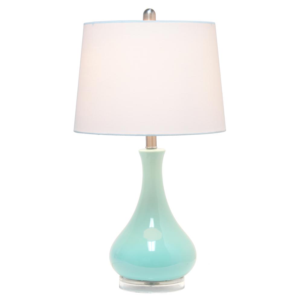 Elegant Designs Ceramic Tear Drop Shaped Table Lamp, Aqua. Picture 1