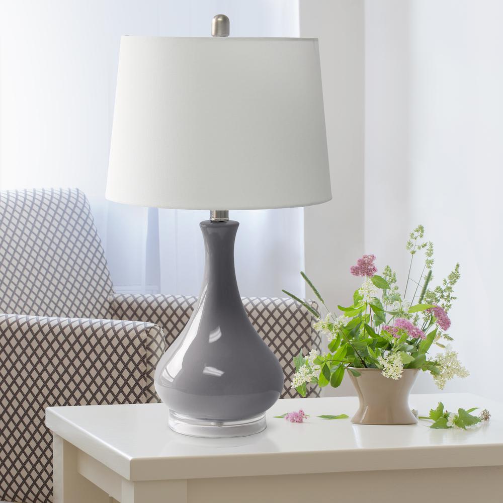 Elegant Designs Ceramic Tear Drop Shaped Table Lamp, Gray. Picture 5