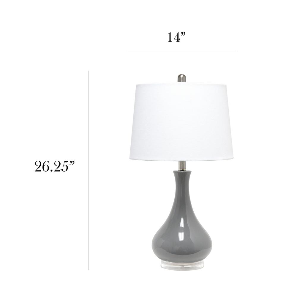 Elegant Designs Ceramic Tear Drop Shaped Table Lamp, Gray. Picture 3