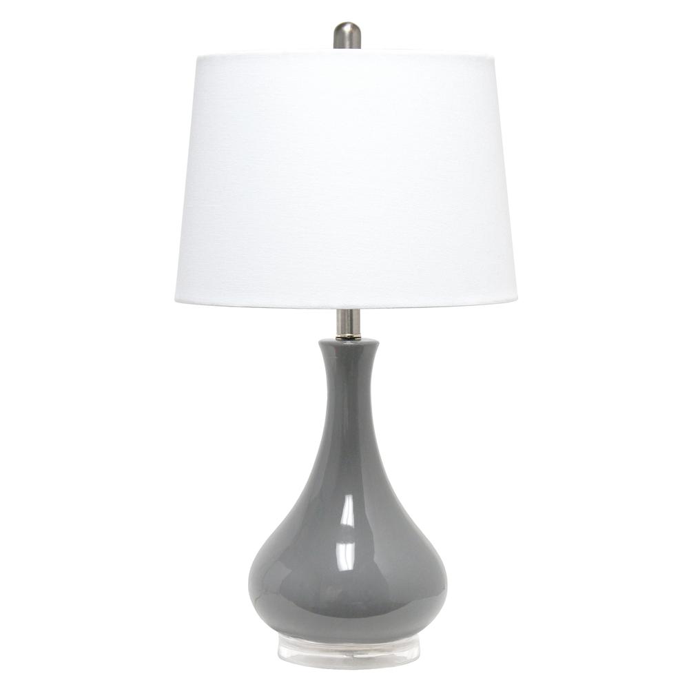 Elegant Designs Ceramic Tear Drop Shaped Table Lamp, Gray. Picture 6