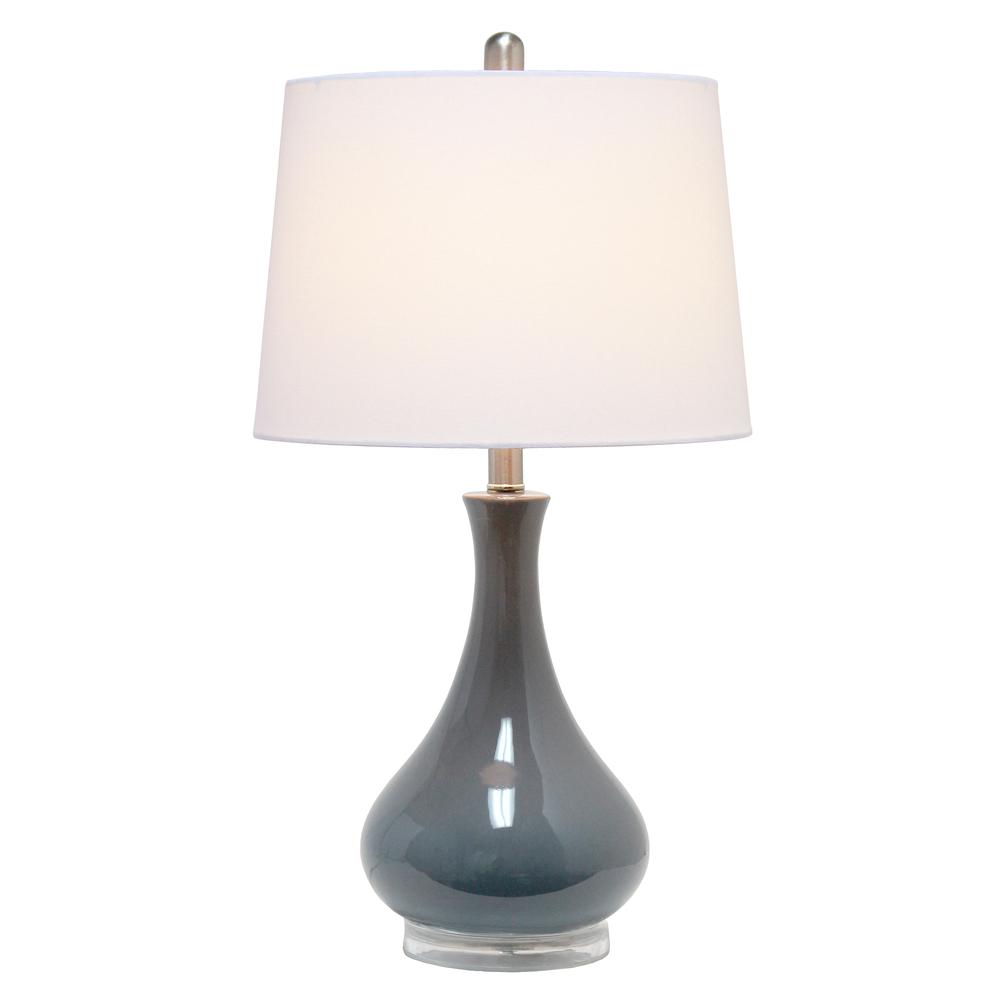 Elegant Designs Ceramic Tear Drop Shaped Table Lamp, Gray. Picture 1