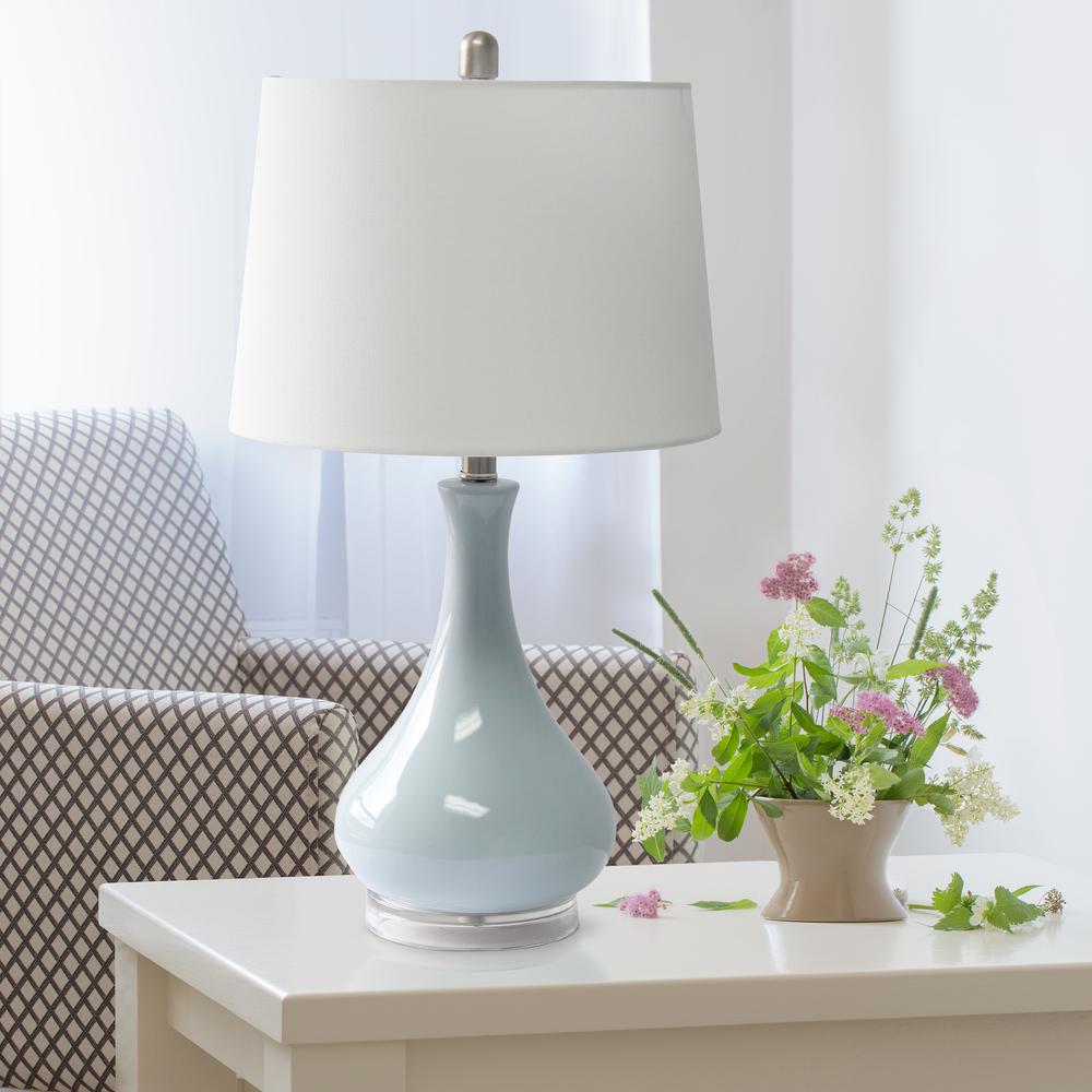 Elegant Designs Ceramic Tear Drop Shaped Table Lamp, Light Blue. Picture 3