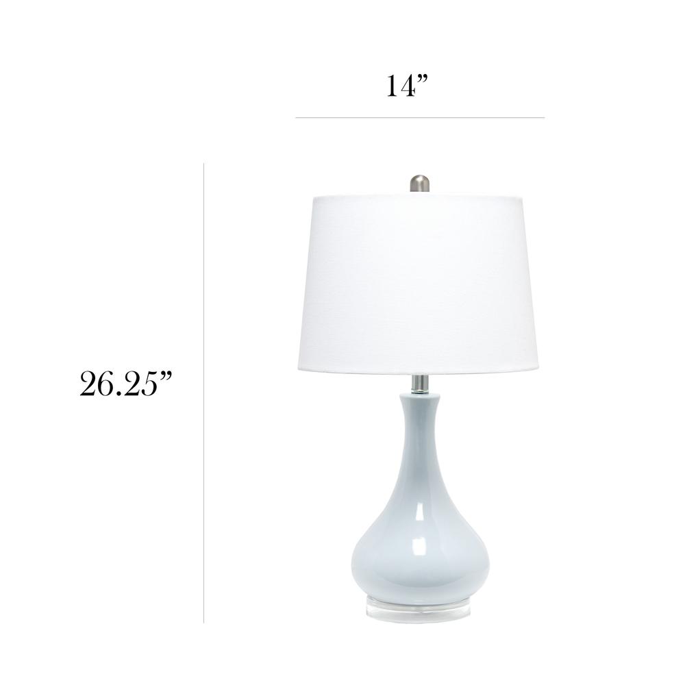 Elegant Designs Ceramic Tear Drop Shaped Table Lamp, Light Blue. Picture 4