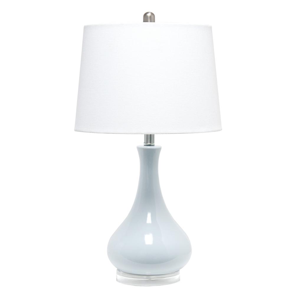 Elegant Designs Ceramic Tear Drop Shaped Table Lamp, Light Blue. Picture 6