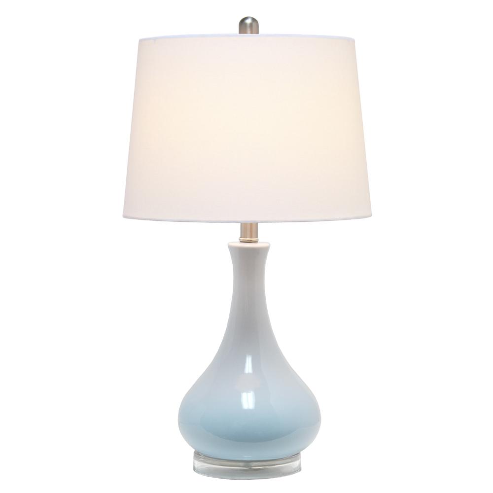 Elegant Designs Ceramic Tear Drop Shaped Table Lamp, Light Blue. Picture 1