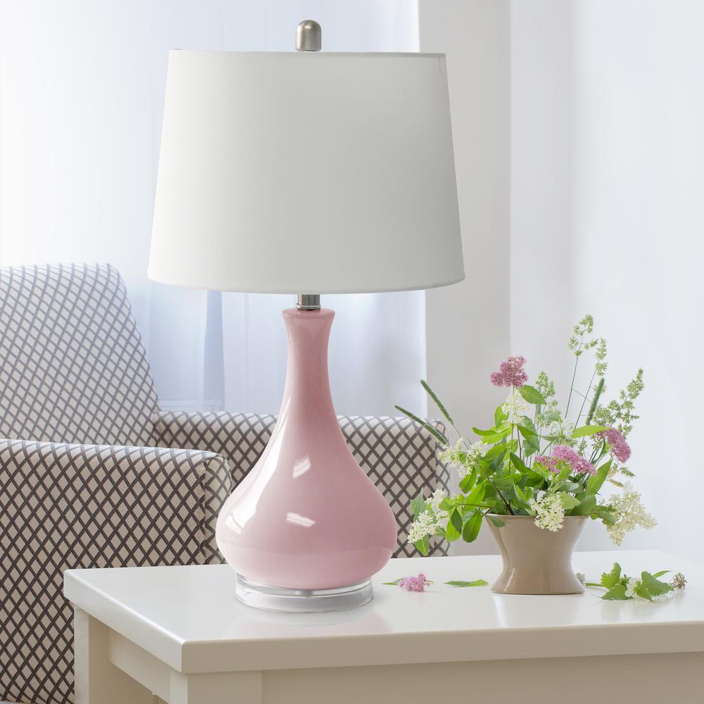 Ceramic Tear Drop Shaped Table Lamp, Rose Pink. Picture 6