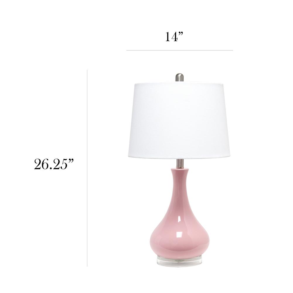 Ceramic Tear Drop Shaped Table Lamp, Rose Pink. Picture 3