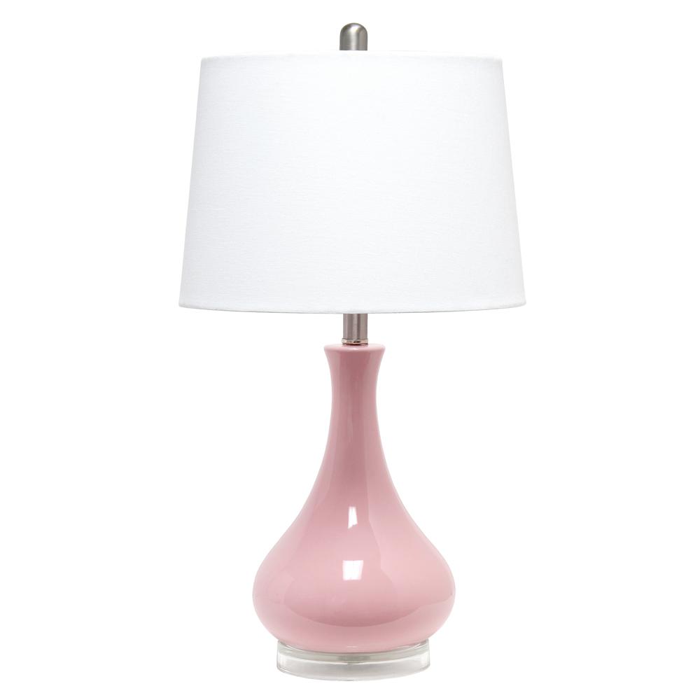 Ceramic Tear Drop Shaped Table Lamp, Rose Pink. Picture 5