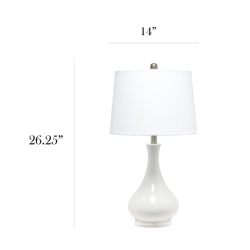 Elegant Designs Ceramic Tear Drop Shaped Table Lamp, White. Picture 4