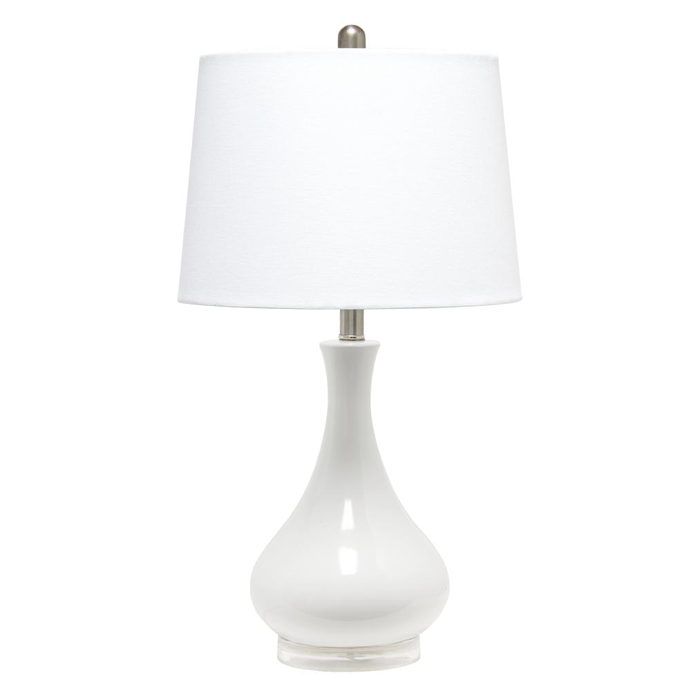Elegant Designs Ceramic Tear Drop Shaped Table Lamp, White. Picture 6