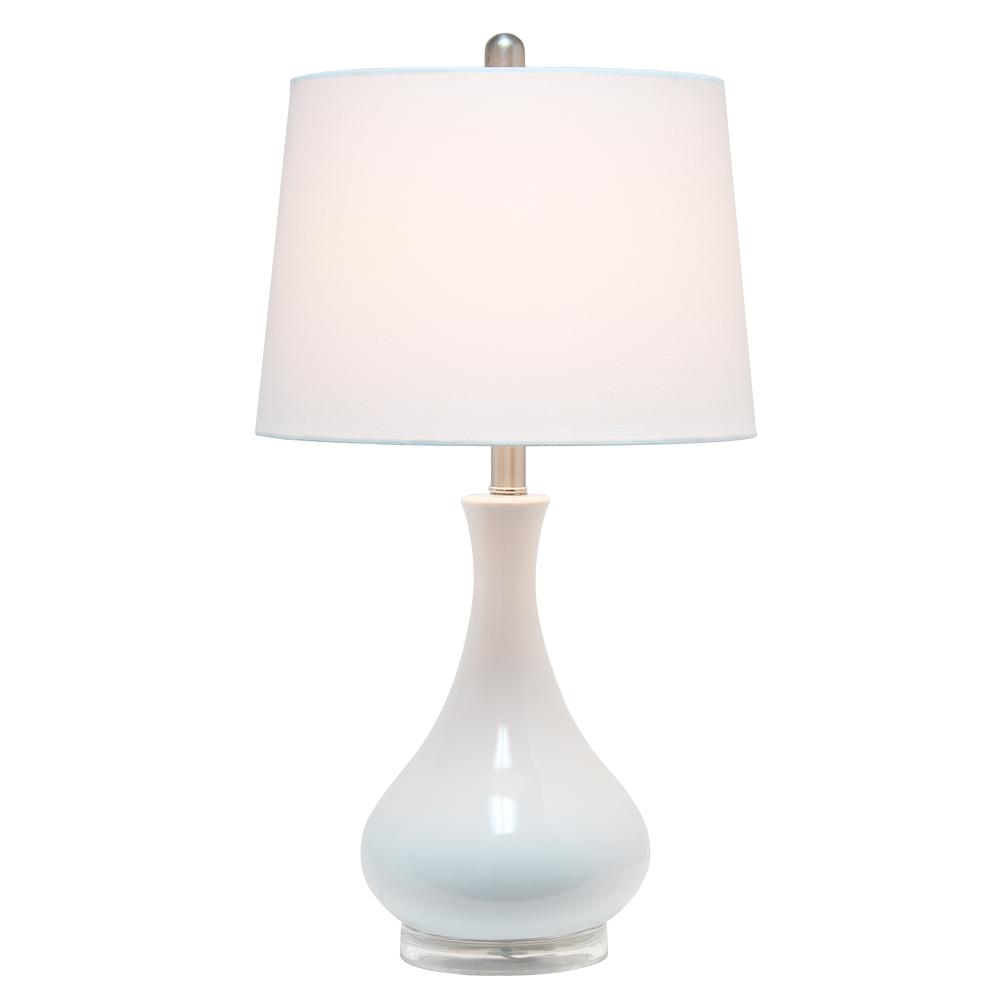Elegant Designs Ceramic Tear Drop Shaped Table Lamp, White. Picture 1