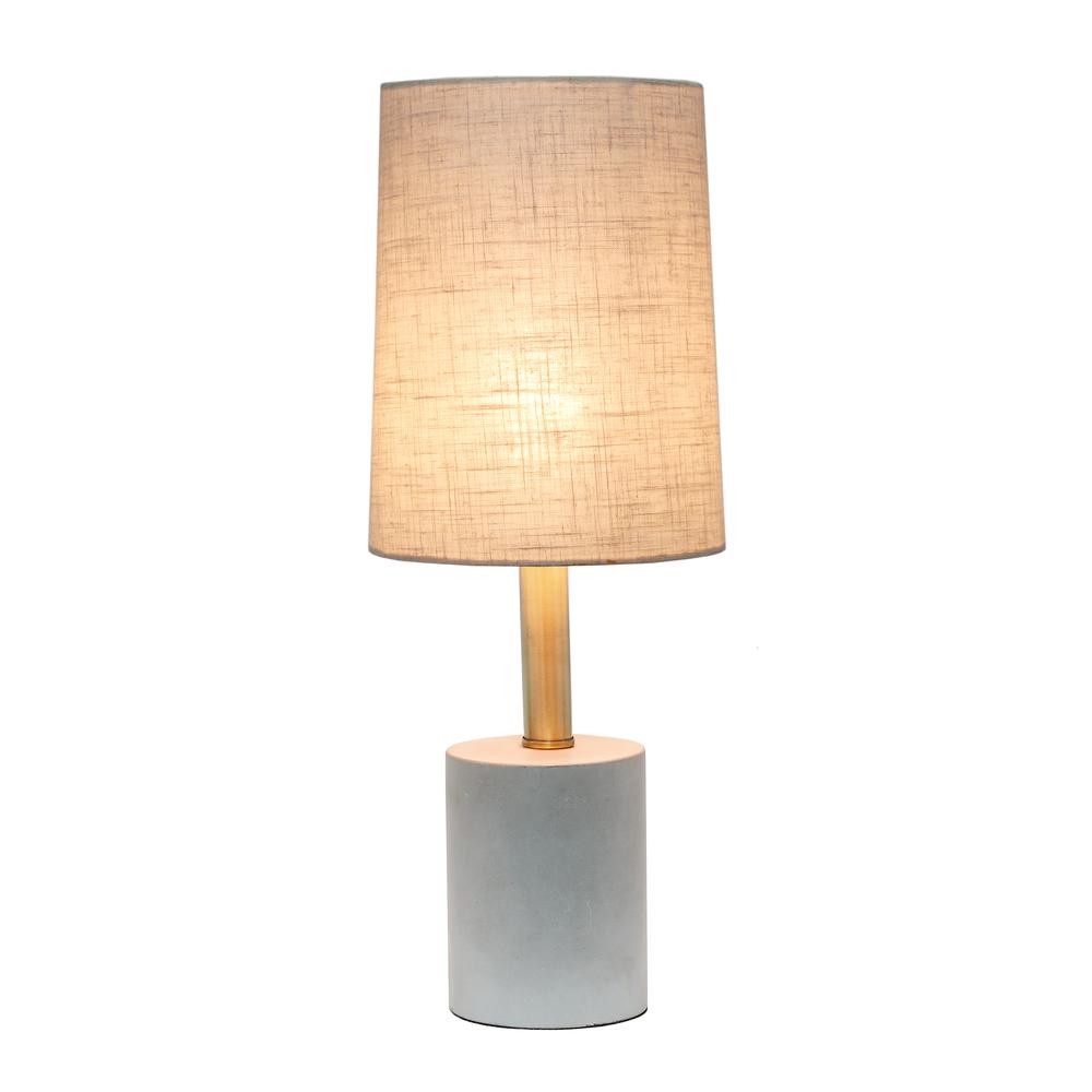 Elegant Designs Cement Table Lamp with Antique Brass Detail, Khaki. Picture 1