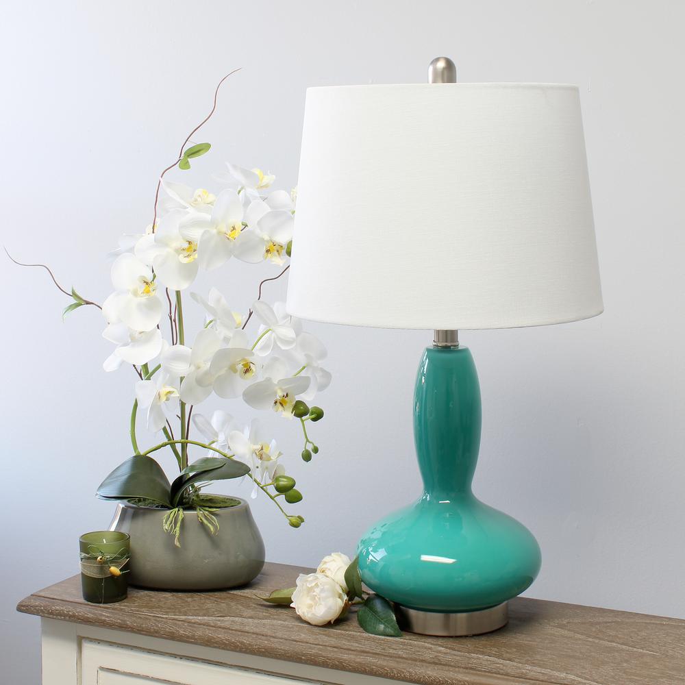 Elegant Designs Contemporary Curved Glass Table Lamp, Teal. Picture 3