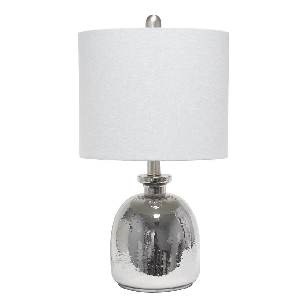 Elegant Designs Silvery Glass Table Lamp with Light Gray Shade. Picture 6