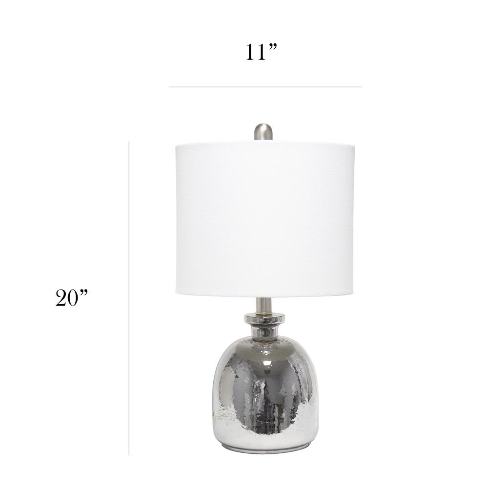Elegant Designs Silvery Glass Table Lamp with White Shade. Picture 4