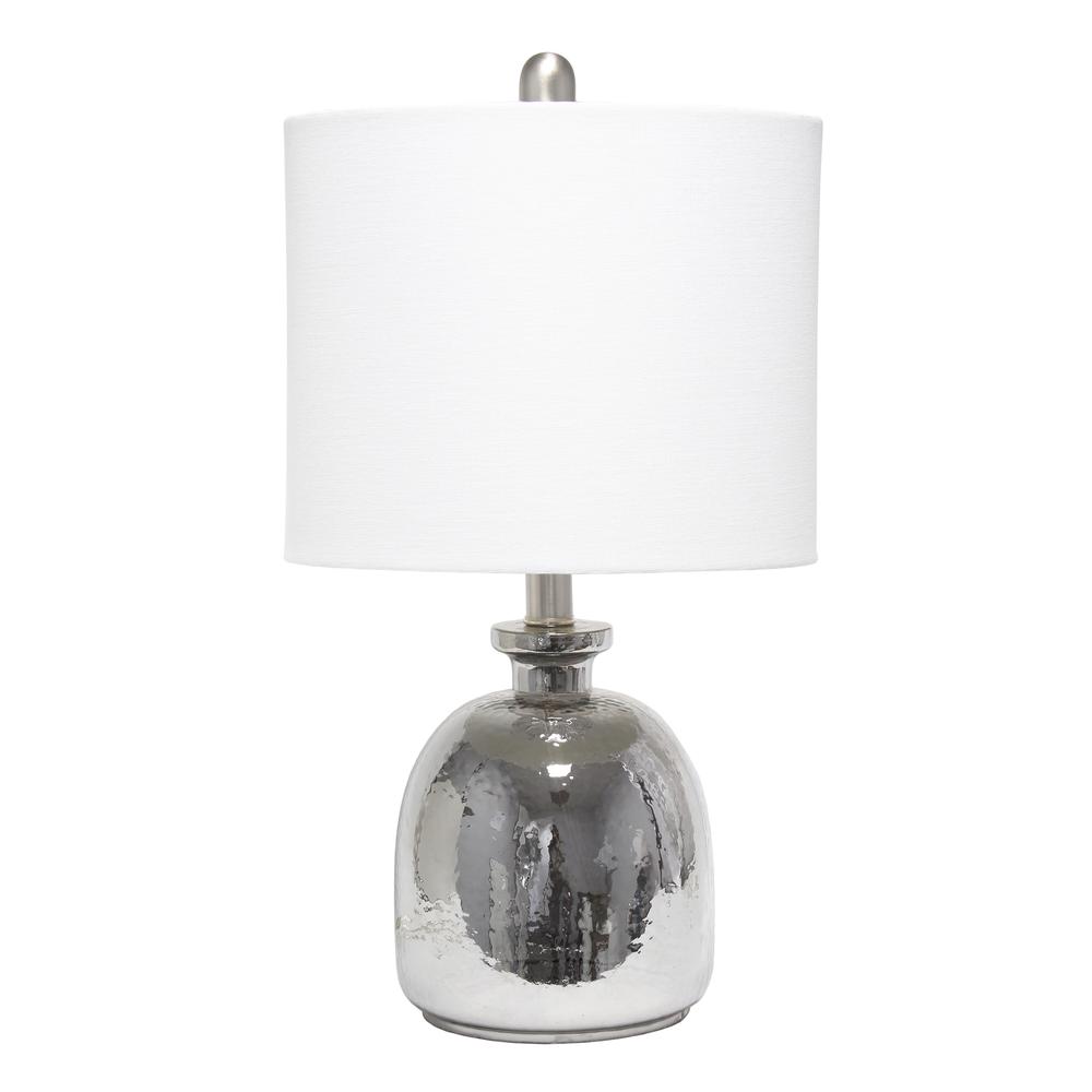 Elegant Designs Silvery Glass Table Lamp with White Shade. Picture 6