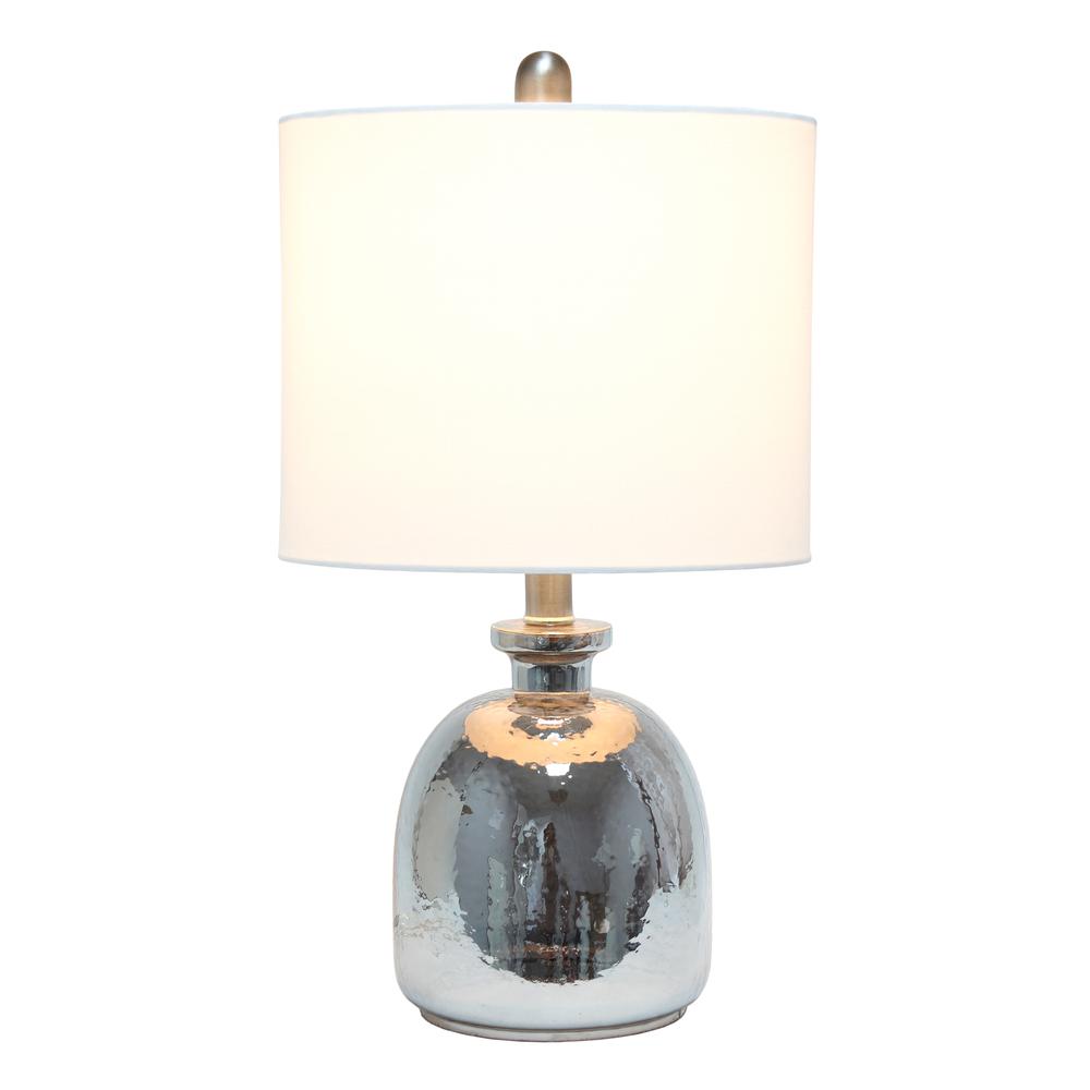 Elegant Designs Silvery Glass Table Lamp with White Shade. Picture 1