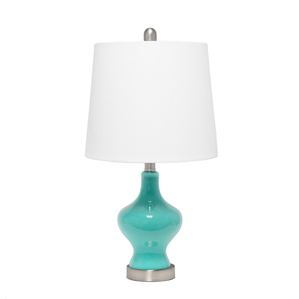 Elegant Designs Glass Gourd Shaped Table Lamp, Teal. Picture 8