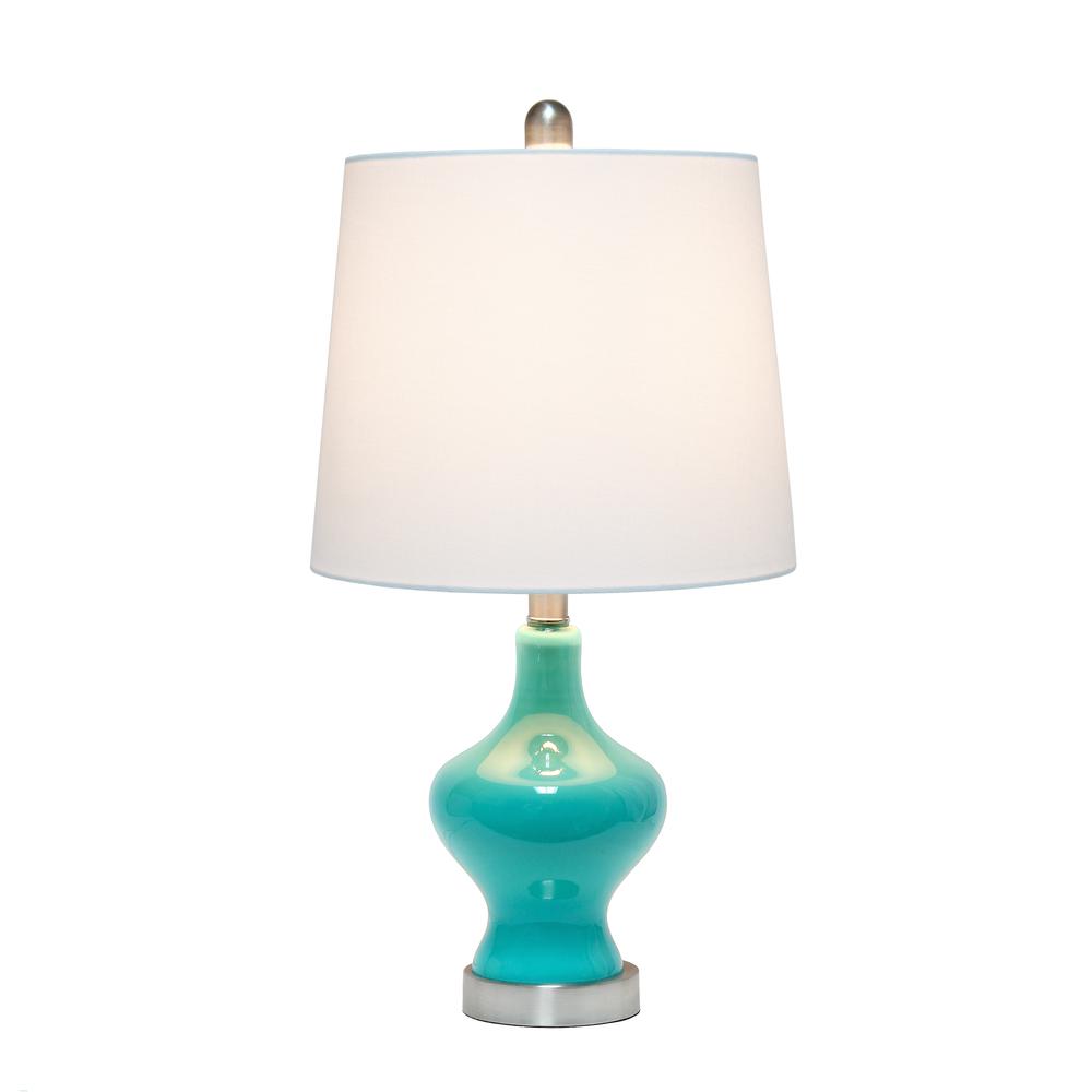 Elegant Designs Glass Gourd Shaped Table Lamp, Teal. Picture 1