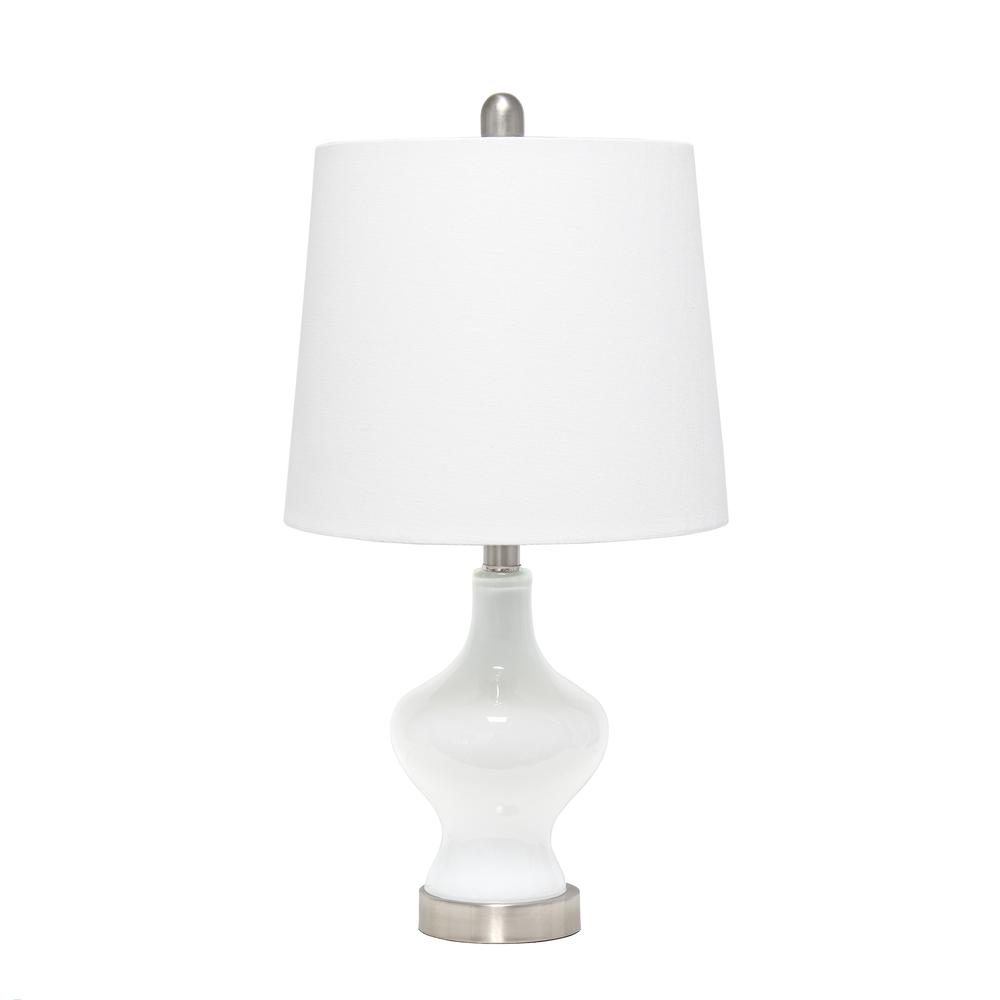 Elegant Designs Glass Gourd Shaped Table Lamp, White. Picture 7