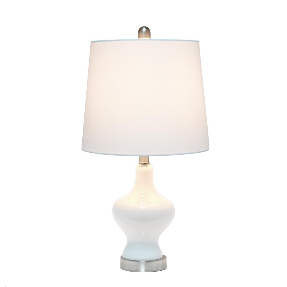 Elegant Designs Glass Gourd Shaped Table Lamp, White. Picture 1