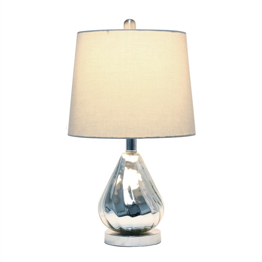 Elegant Designs Chrome Ripple Table Lamp with Grey Shade. Picture 1