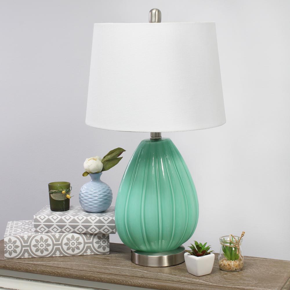 Elegant Designs Creased Table Lamp with Fabric Shade, Seafoam. Picture 3