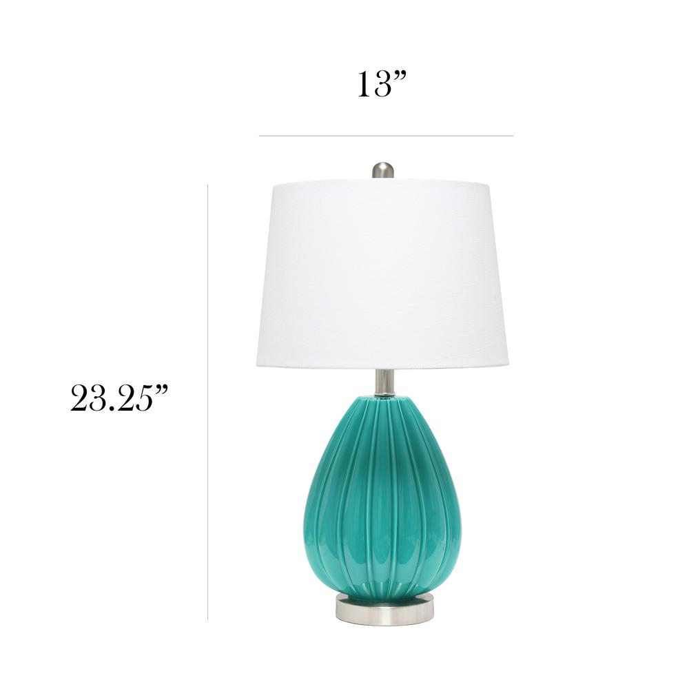 Elegant Designs Teal Creased Table Lamp with Fabric Shade. Picture 4