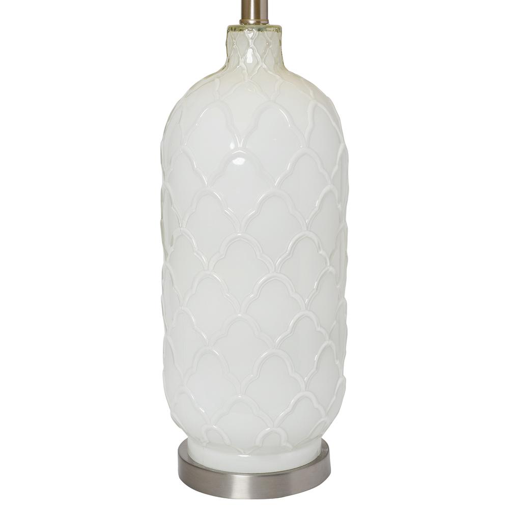 Elegant Designs White and Brushed Nickel Glass Table Lamp. Picture 4