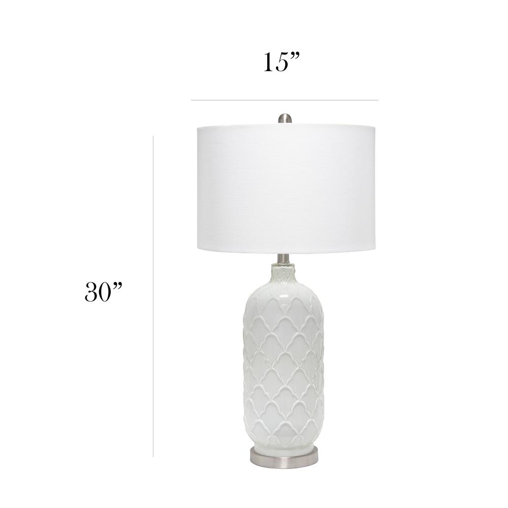 Elegant Designs White and Brushed Nickel Glass Table Lamp. Picture 5