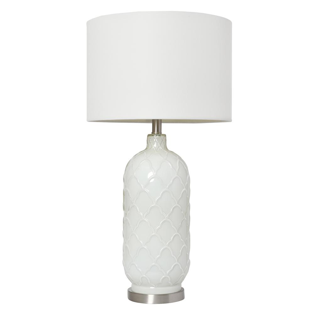 Elegant Designs White and Brushed Nickel Glass Table Lamp. Picture 7