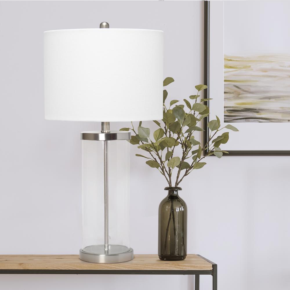 Elegant Designs Enclosed Glass Table Lamp, Brushed Nickel. Picture 2
