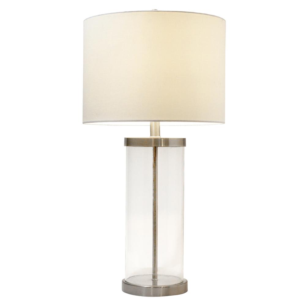Elegant Designs Enclosed Glass Table Lamp, Brushed Nickel. Picture 1